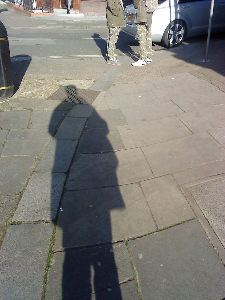 My accidental version of Shadow Walker in Lisson Grove – the twins in the camo trousers I was surreptitiously trying to photograph cropped off at the head!